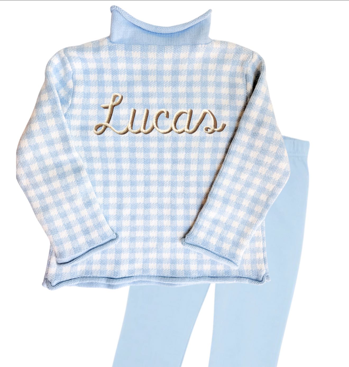 Gingham Roll Neck