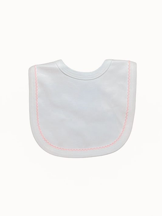 Picot Trimmed Bib: Pink Trim