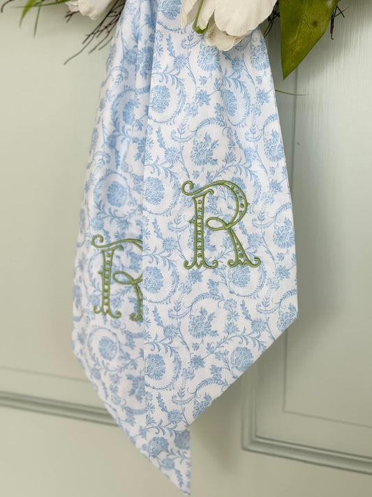 Blue floral Wreath Sash