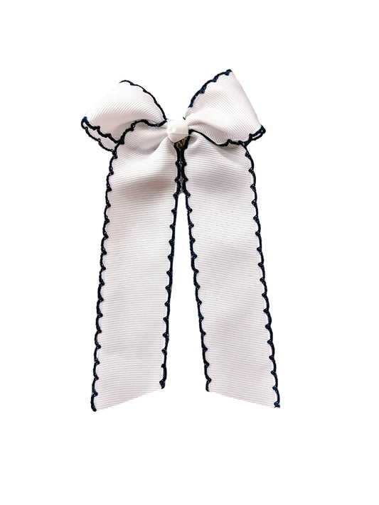 Moonstitch Bows: White with Navy