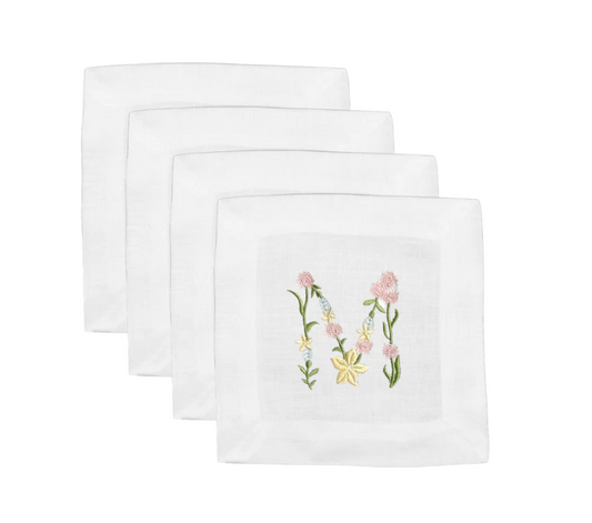 Floral Alphabet cocktail Napkin