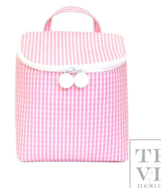 TAKE AWAY Lunch Tote/ Bottle Bag: Gingham pink