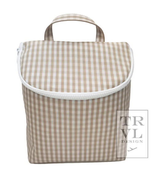 TAKE AWAY Lunch Tote/ Bottle Bag: Gingham Khaki