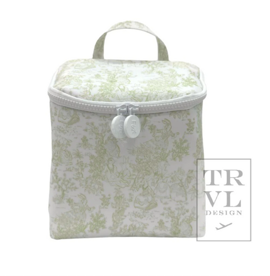 TAKE AWAY Lunch Tote/ Bottle Bag: Bunny Toile Green