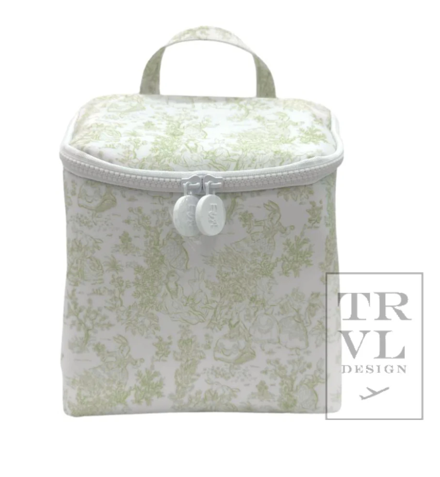 TAKE AWAY Lunch Tote/ Bottle Bag: Green Toile