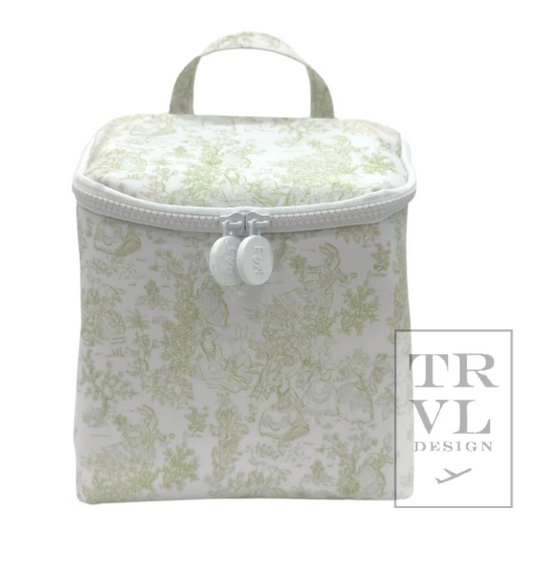 TAKE AWAY Lunch Tote/ Bottle Bag: Green Toile