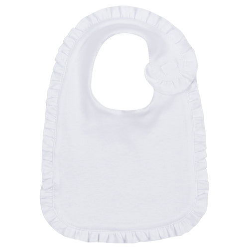 Ruffle Trim Bib: White