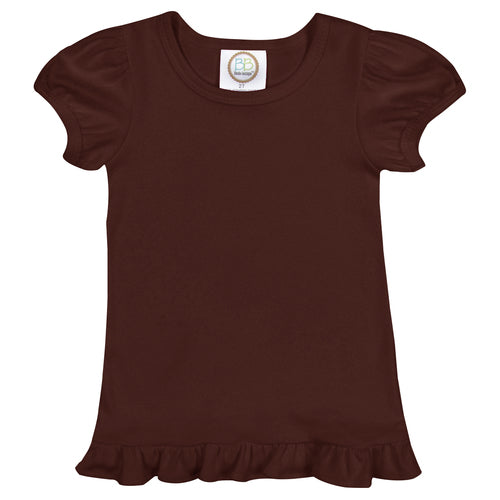 Brown Ruffle Tee Shirt