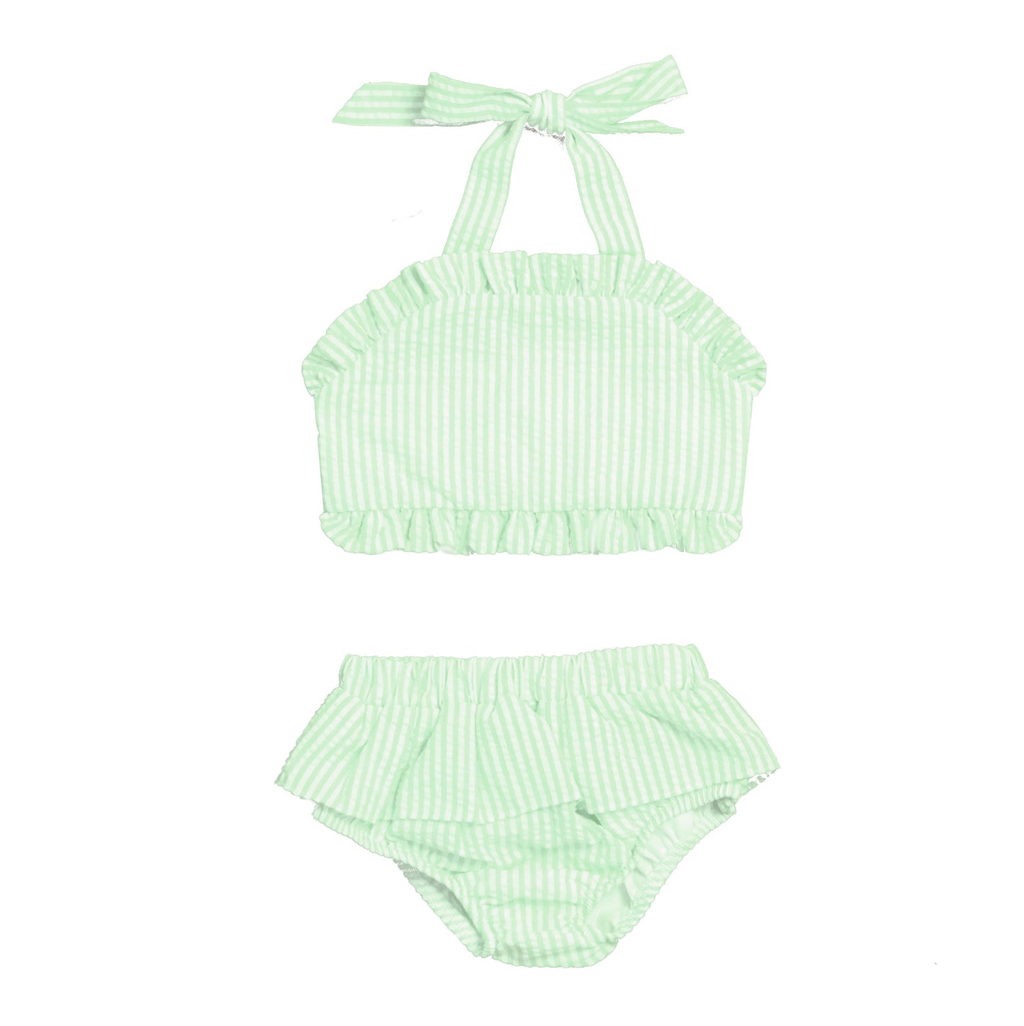 Two Piece Seersucker Swim: Green