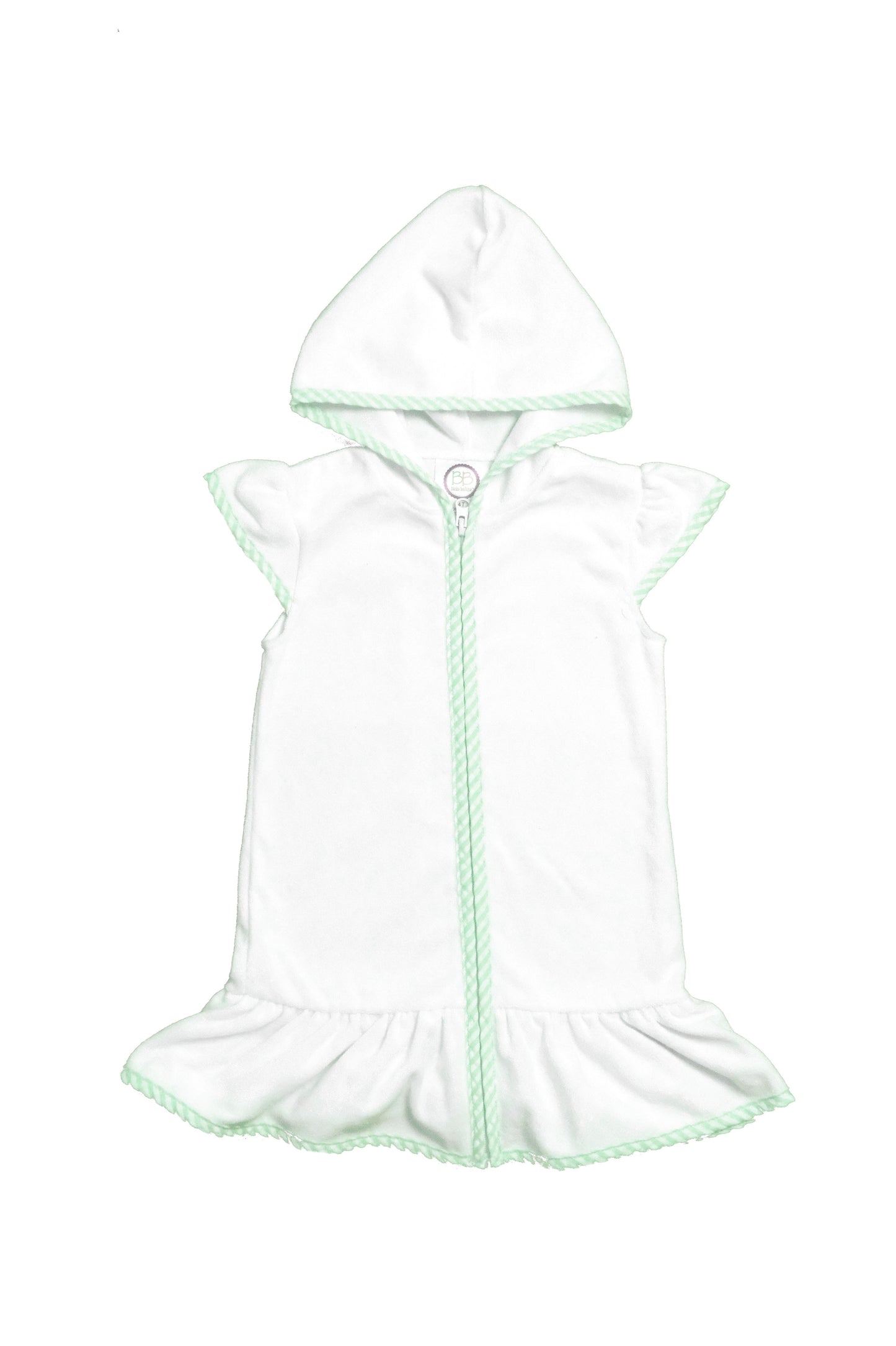 Girls Ruffle Cover Up: Green Trim