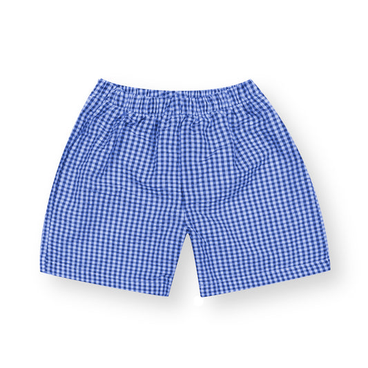 Boys Navy Gingham Shorts