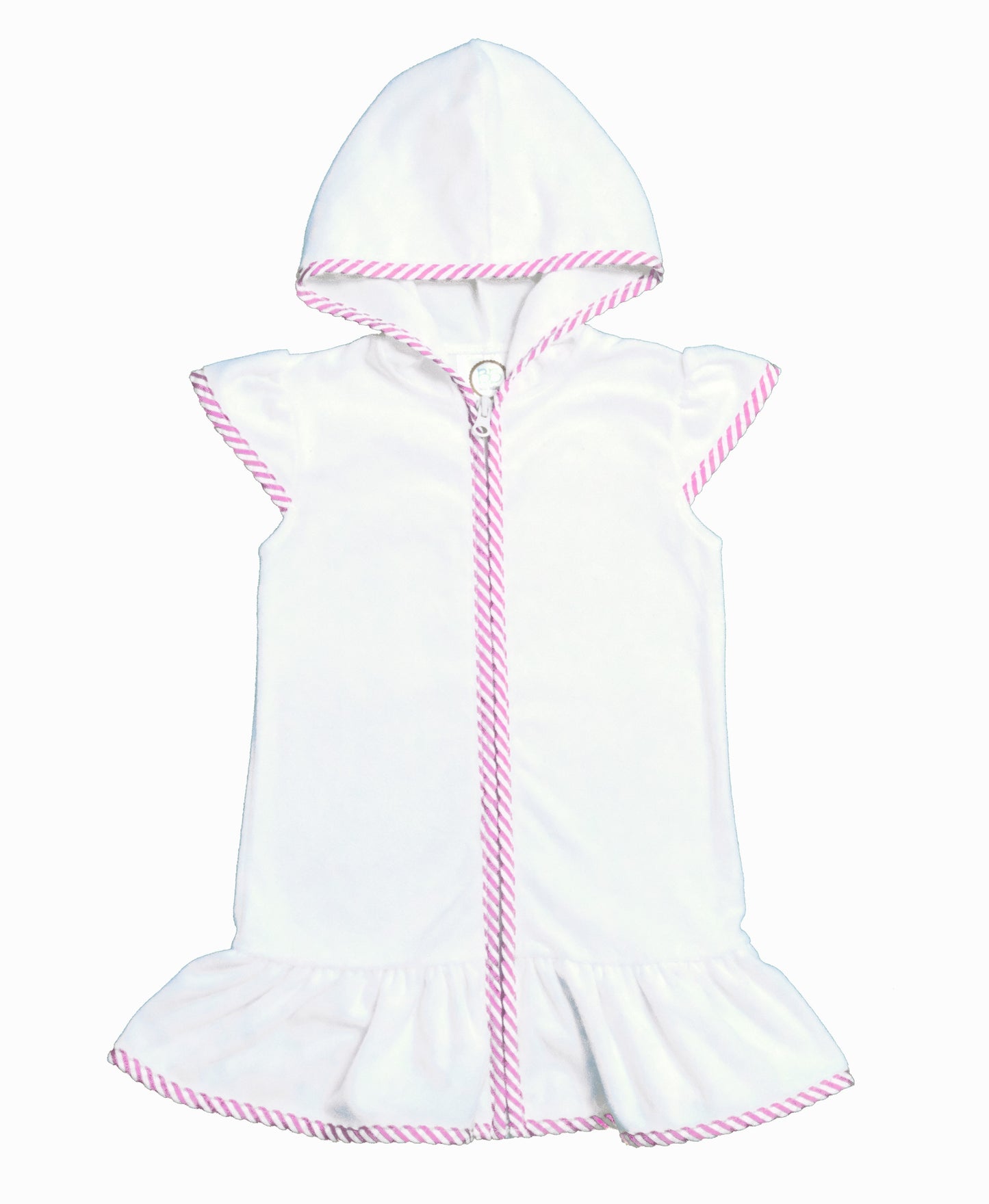 Girls Ruffle Cover Up: Pink Trim