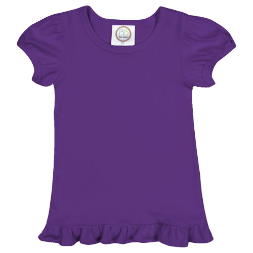 Depp Purple Blue Ruffle Tee Shirt