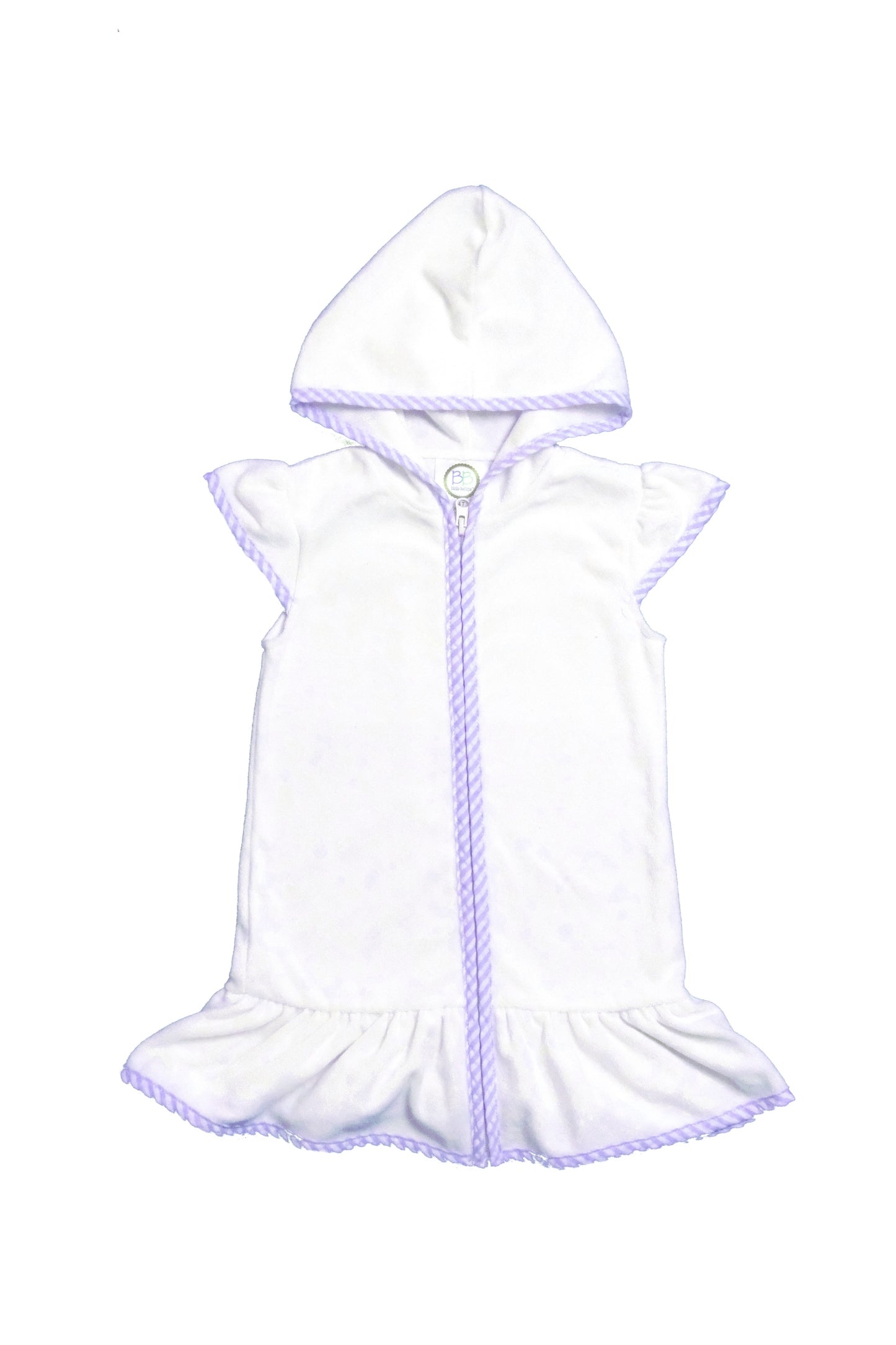 Girls Ruffle Cover Up: Purple Trim