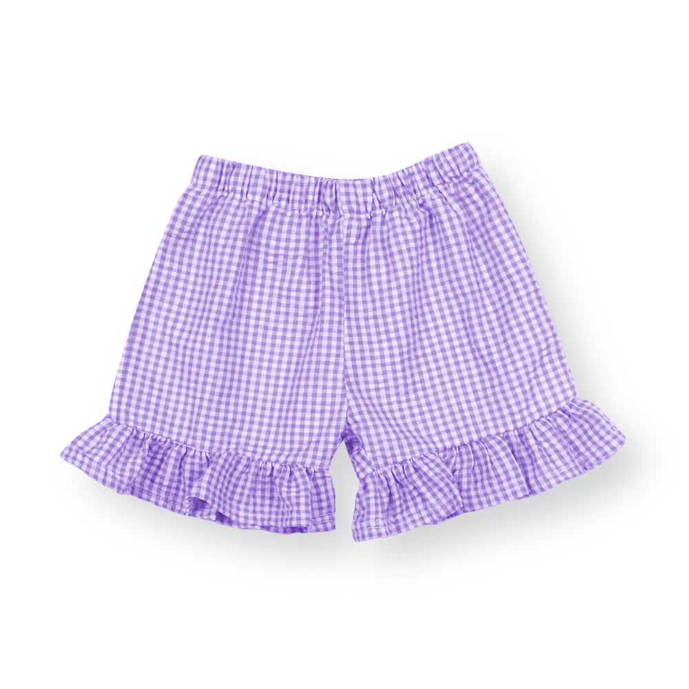 Girls Gingham Shorts: Purple