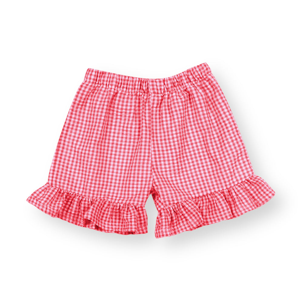 Girls Gingham Shorts: Red