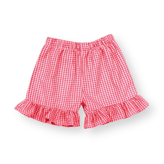 Girls Gingham Shorts: Red